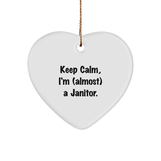 Playful Janitor Christmas Ornament Gift - Keep Calm, I'm (Almost) A - Image 1