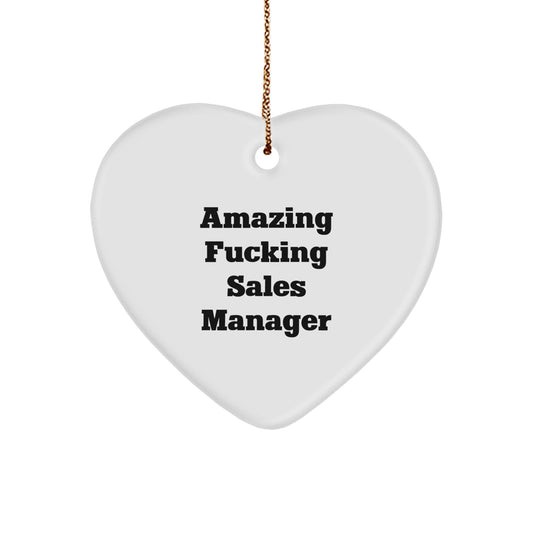 Sales Manager Keepsake Christmas Ornament for Him Gift – White Heart - Image 1
