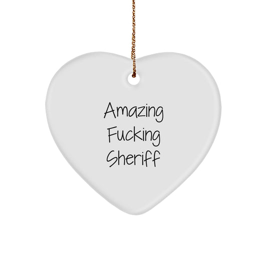 Funny Sheriff Heart Ornament Gifts from Friends and Family for Sheriff Lovers Christmas Unique Decorations - Image 1