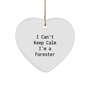 Funny Forester Gifts, I Can't Keep Calm, Forester Heart Ornament, Christmas Unique Gifts from Men to Friends - Image 1