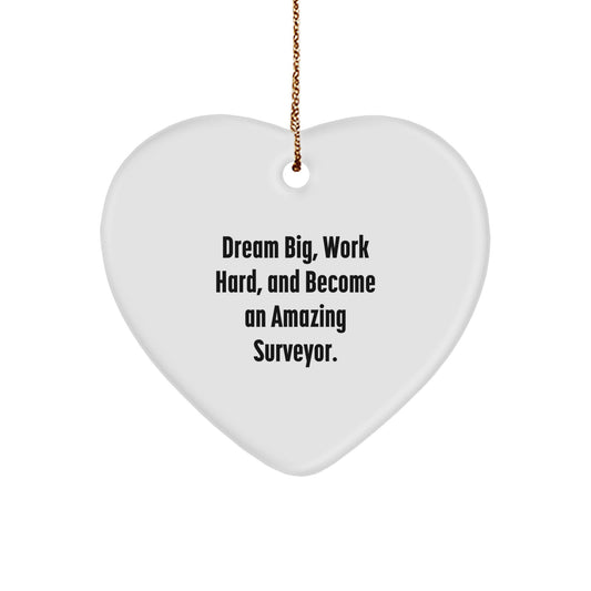 Funny Surveyor Heart Ornament Gifts from Friends for Men - Dream Big, Work Hard - Image 1
