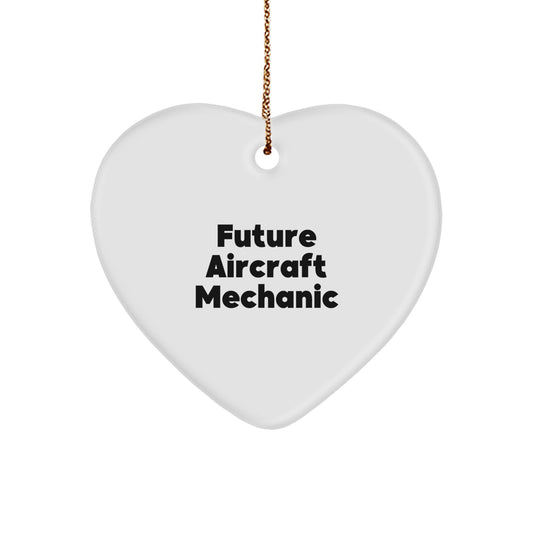 Funny Future Aircraft Mechanic Inspirational Heart Ornament, Gifts from Friends for Men, Unique Christmas Unique Gifts, Aircraft Mechanic Heart Decoration - Image 1