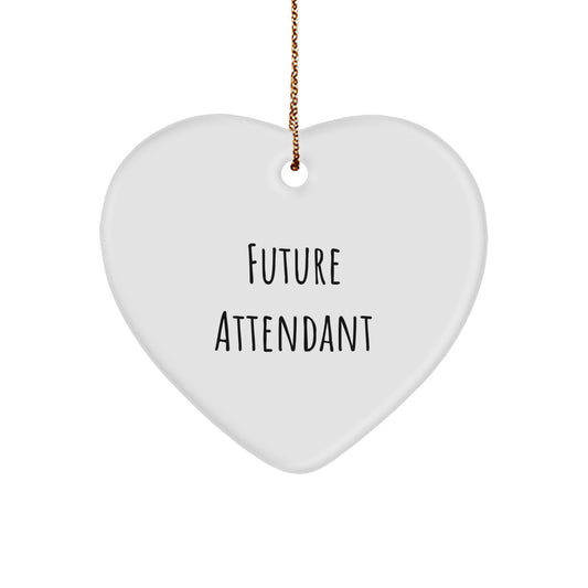 Funny Future Attendant Heart Ornament Gifts from Friends for Attendant, Christmas Unique Heart Shaped MDF Ornament with Quote - Image 1