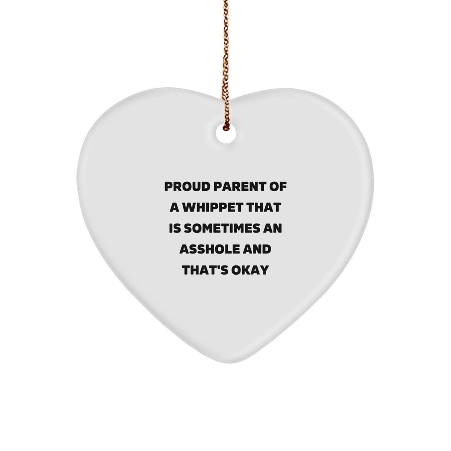 Whippet Dog Lover's Christmas Unique Gift, 'Proud Parent' Heart Ornament, Gifts from Dad to Whippet Dog Owner - Image 1