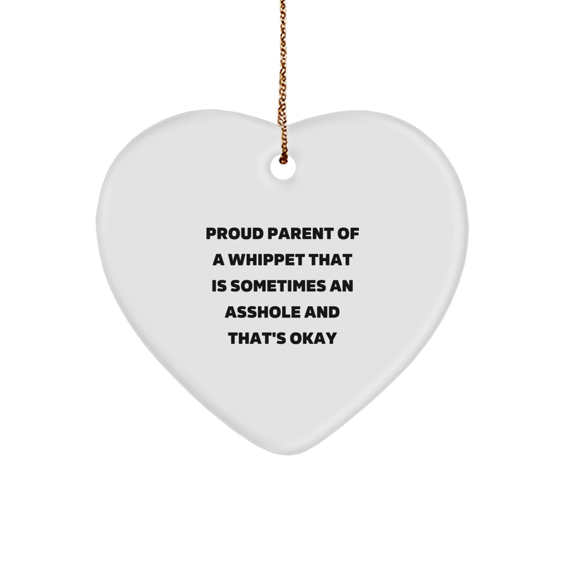 Whippet Dog Lover's Christmas Unique Gift, 'Proud Parent' Heart Ornament, Gifts from Dad to Whippet Dog Owner - Image 1