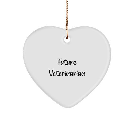 Funny Veterinarian Gifts from Family - 'Future Veterinarian' Heart Ornament, White, Christmas Unique Gifts for Veterinarians - Image 1