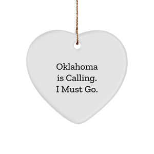 Oklahoma Heart Ornament Funny Quote Gifts from Family Friends, Heart Shaped Decor with Gold Cord for Christmas Unique Oklahoma Gifts for Women Men Family - Image 1