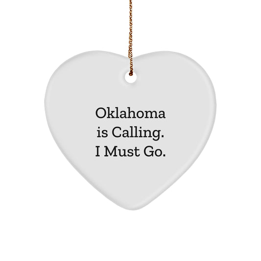 Oklahoma Heart Ornament Funny Quote Gifts from Family Friends, Heart Shaped Decor with Gold Cord for Christmas Unique Oklahoma Gifts for Women Men Family - Image 1