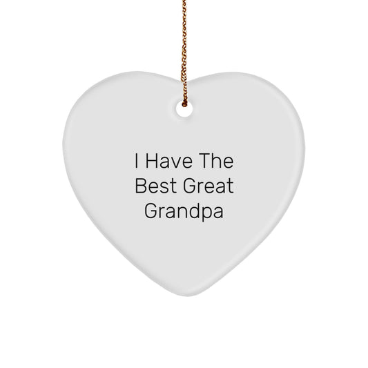 Funny Grandpa Gifts - 'I Have The Best Great Grandpa' Heart Ornament for Christmas - Image 1