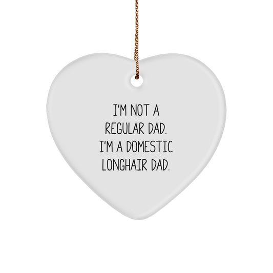 Funny Dad Heart Ornament for Domestic Longhair Cat Lover, Christmas Unique Gifts from Men, Gifts for Domestic Longhair Cat Dad - Image 1