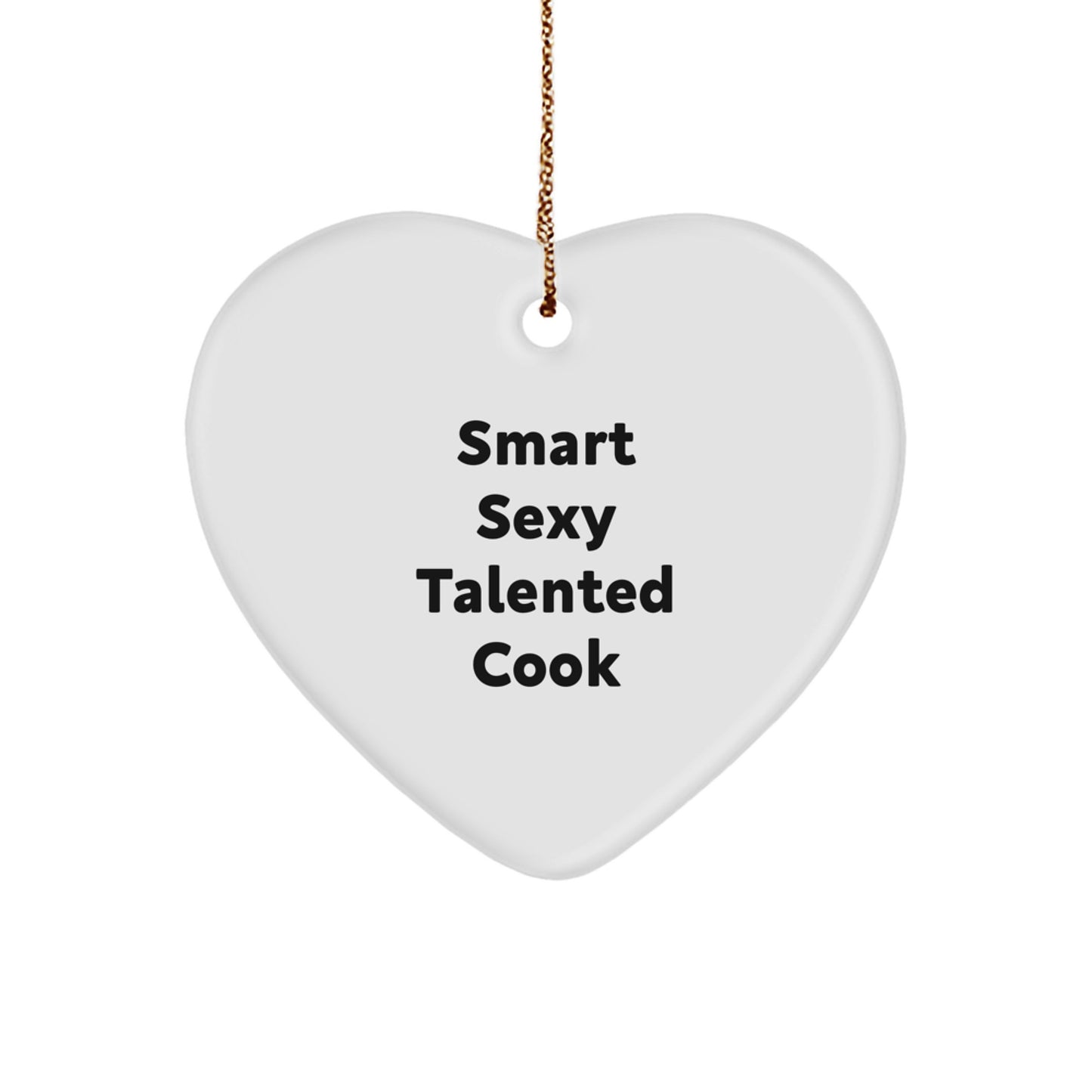 Funny Cook Quotes Heart Ornament, Gifts from Men to Cook, Cook Themed Christmas Decorations, Heart Shaped MDF Material - Image 1