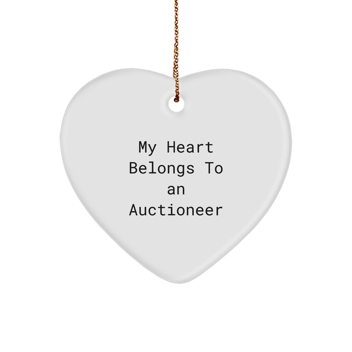Funny Auctioneer Gifts for Men - My Heart Belongs To An Auctioneer Heart Ornament, Gifts from Family to Family, Unique Christmas Unique Gifts, Heart Shaped Ornament - Image 1