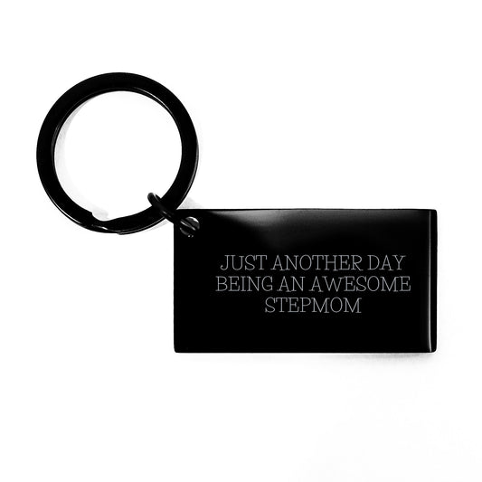 Funny Stepmom Gifts for Her, Keychain with Inspirational Quote 'Just Another Day Being An Awesome Stepmom', Unique Graduation Gifts from Family, Friends or Coworkers to Stepmom - Image 1