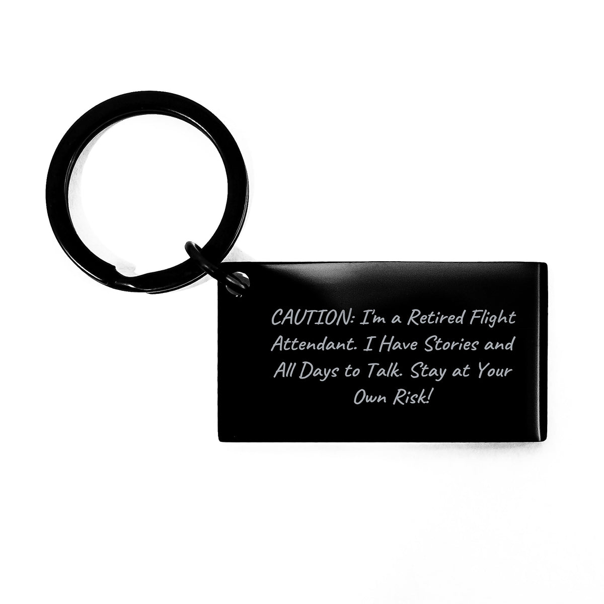 Flight Attendant Gifts from Men to Coworkers - 'Caution: I'm A Retired Flight Attendant...' Keychain for Graduation Unique Gifts - Image 1