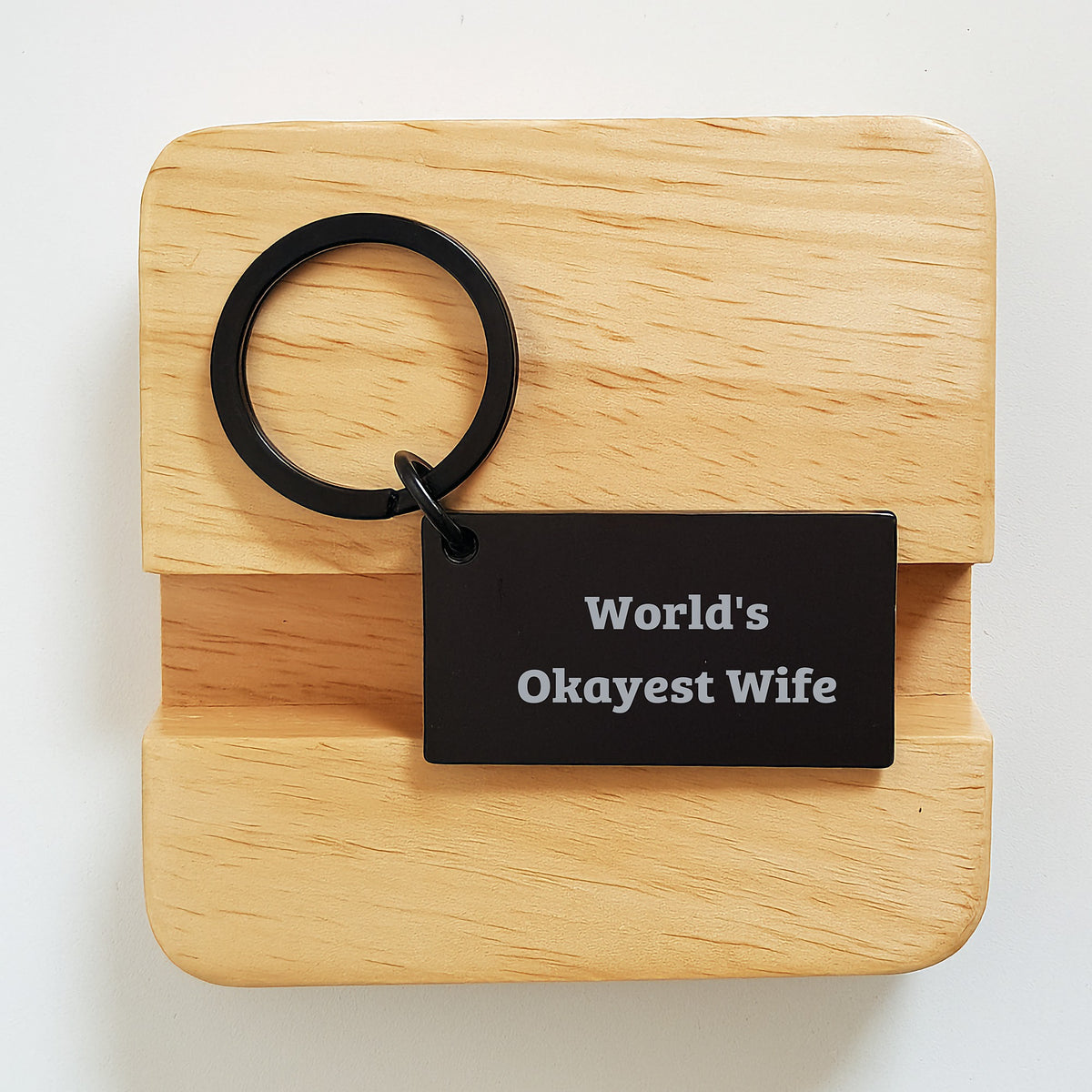 Wife Gift World's Okayest Wife Keychain Keepsake for Her - Image 2