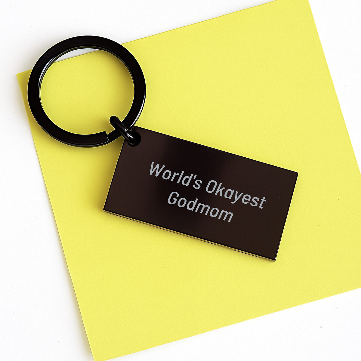 Birthday Gift for Her Godmom Keychain Present – World's Okayest - Image 3