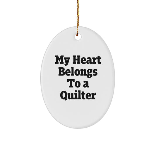 Quilter Keepsake Christmas Ornament for Him Gift - My Heart Belongs - Image 1