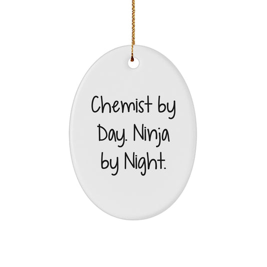 Chemist by Day Funny Oval Ornament Gifts from Family for Christmas Unique Decorations - Image 1