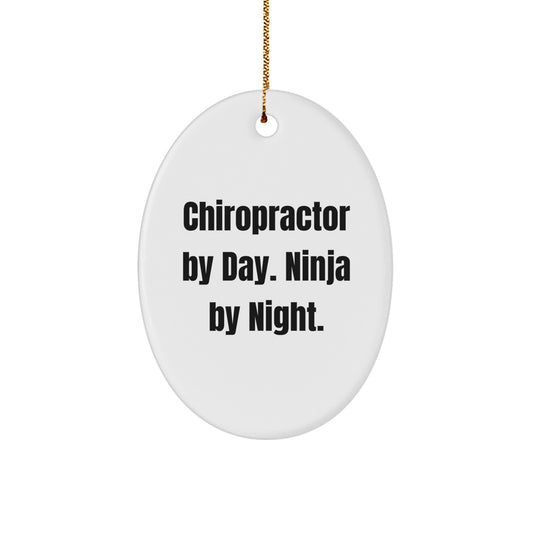 Funny Chiropractor by Day, Ninja by Night Oval Ornament Gifts for Chiropractor Men, Unique Christmas Decorations from Friends - Image 1