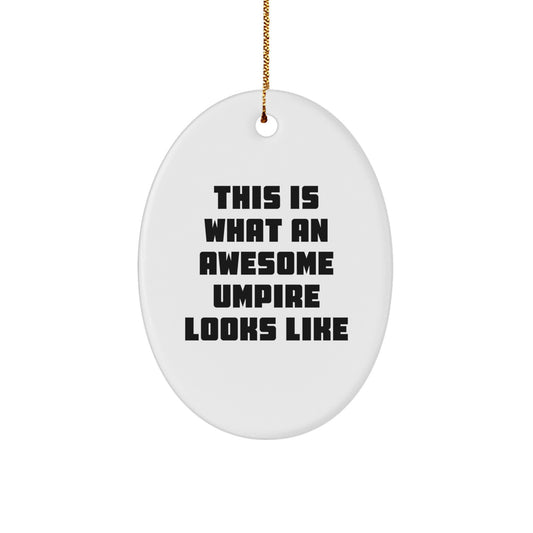 Funny Umpire Gifts for Men from Friends - Oval Ornament - This Is What An Awesome Umpire Looks Like Christmas Unique Gifts - Image 1