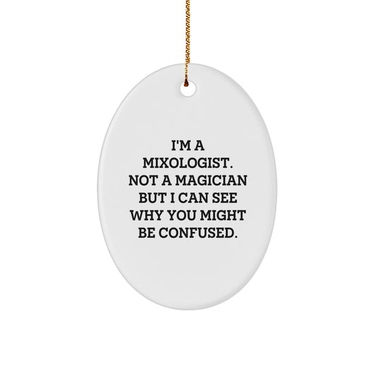 Funny Mixologist Gifts from Family, Friends, or Coworkers - Oval Ornament for Men, Women, or Mixologist Christmas Unique Decorations - Image 1