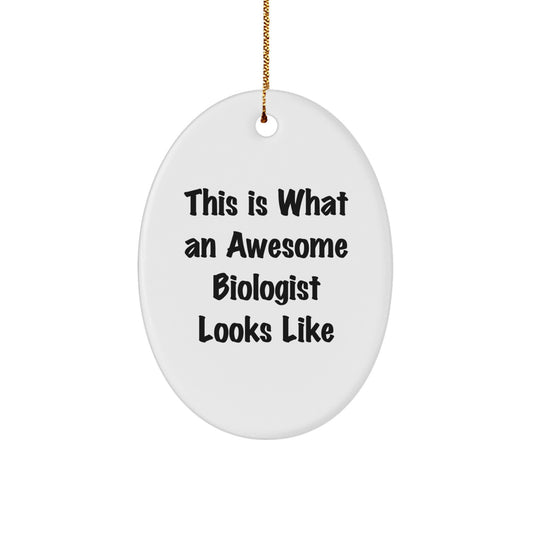 Funny Biologist Gifts for Men, This Is What An Awesome Biologist Looks Like Oval Ornament, Christmas Unique Gifts from Friends to Coworkers - Image 1