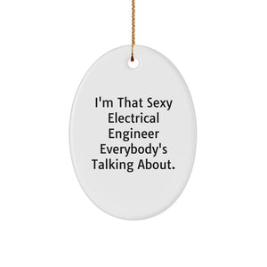 Christmas Gift for Her Oval Electrical Engineer Ornament Present - Image 1