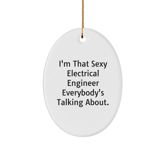 Christmas Gift for Her Oval Electrical Engineer Ornament Present - Image 1