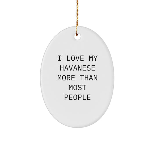 'I Love My Havanese More Than Most People' Oval Ornament for Havanese Dog Lovers - Gifts from Friends to Family - Unique Christmas Unique Gifts for Her or Him - Image 1
