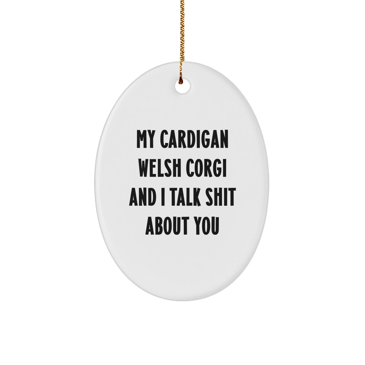Funny Cardigan Welsh Corgi Dog Oval Ornament Gifts from Friends for Christmas - Image 1