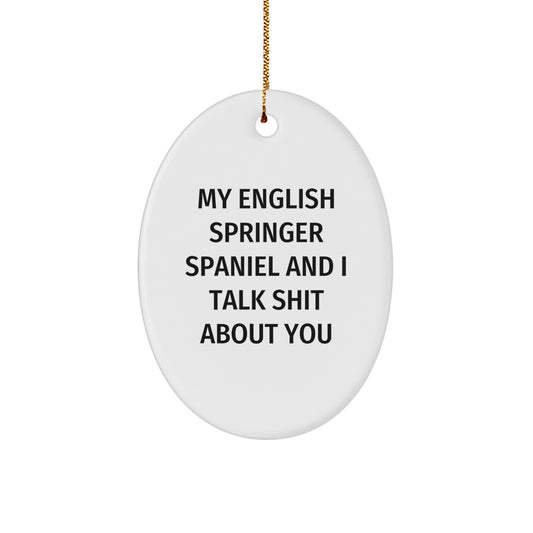 English Springer Spaniel Dog Lovers Funny Oval Ornament Gifts from Friends for Family Members, Holiday Cheer, Christmas Unique Gifts - Image 1