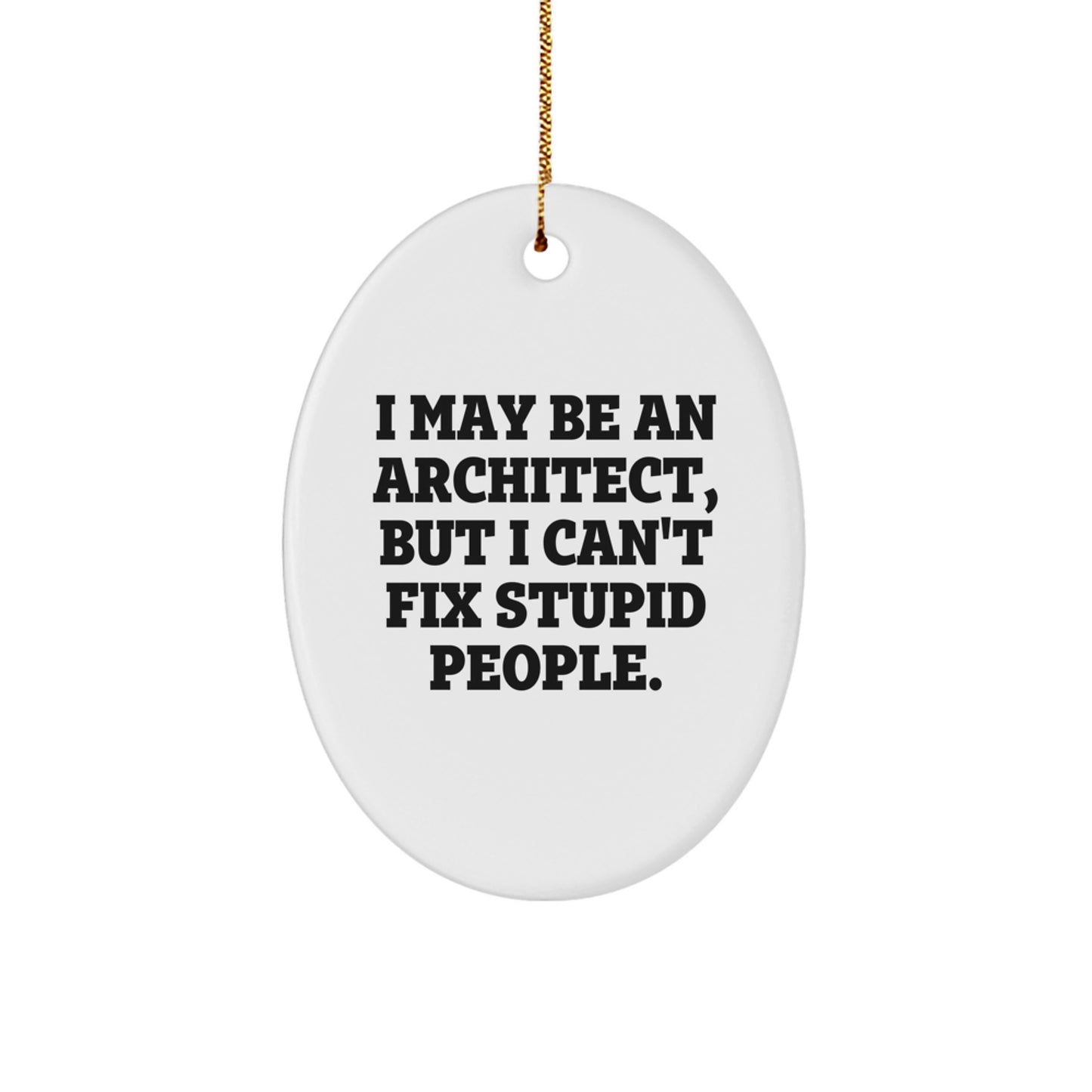 Funny Architect Oval Ornament Gifts from Friends and Family, I May Be An Architect, But I Can't Fix Stupid People., Christmas Unique Gifts for Men and Women - Image 1