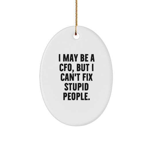 CFO Humor Gifts, I May Be A Cfo, But I Can't Fix Stupid People., Oval Ornament Gifts for CFOs, Funny Christmas Unique Gifts from Friends to Coworkers - Image 1