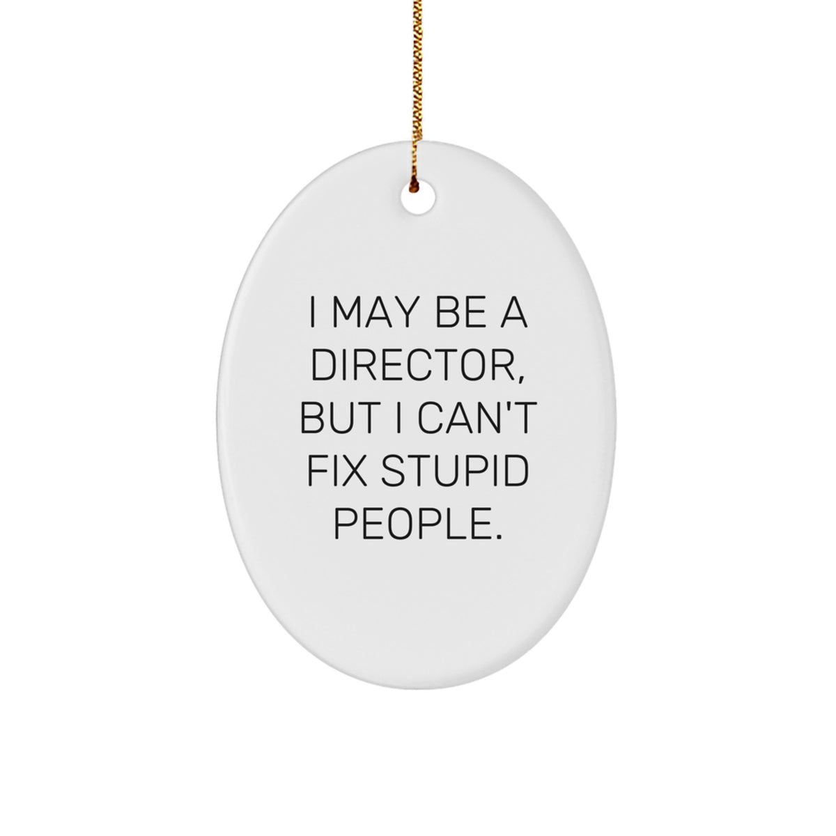 Funny Director Gifts, Oval Ornament for Christmas - 'I May Be A Director, But I Can't Fix Stupid People.' Gifts from Friends, Coworkers, Family to Director, Men, Women - Image 1
