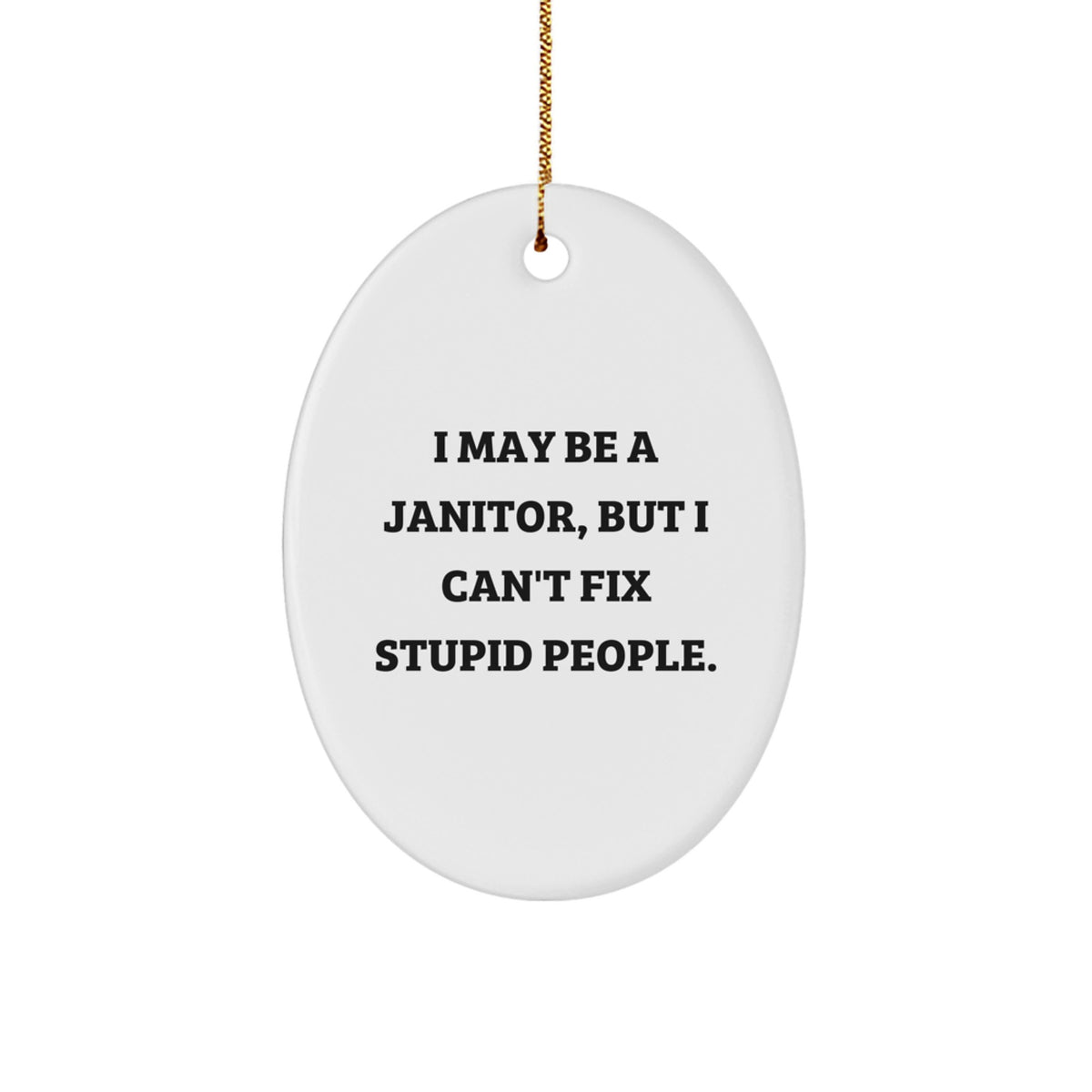 Funny Janitor Gifts for Men, Oval Ornament with I May Be A Janitor, But I Can't Fix Stupid People. Quote, Christmas Unique Gifts from Men to Coworkers - Image 1