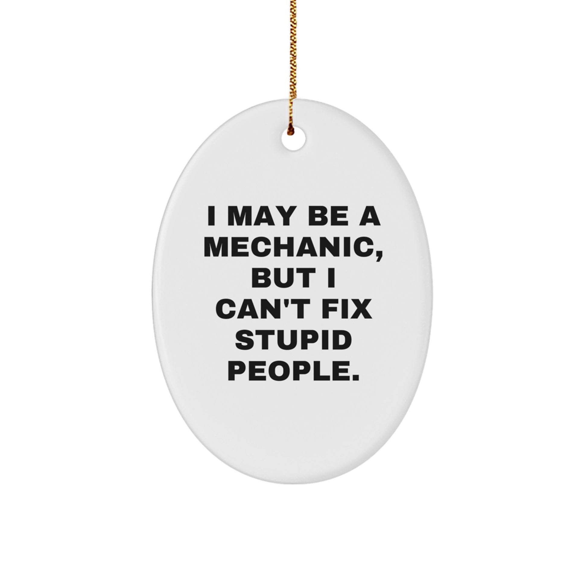 Funny Mechanic Gifts - I May Be A Mechanic, But I Can't Fix Stupid People. Oval Ornament for Mechanic Friends and Family - Image 1