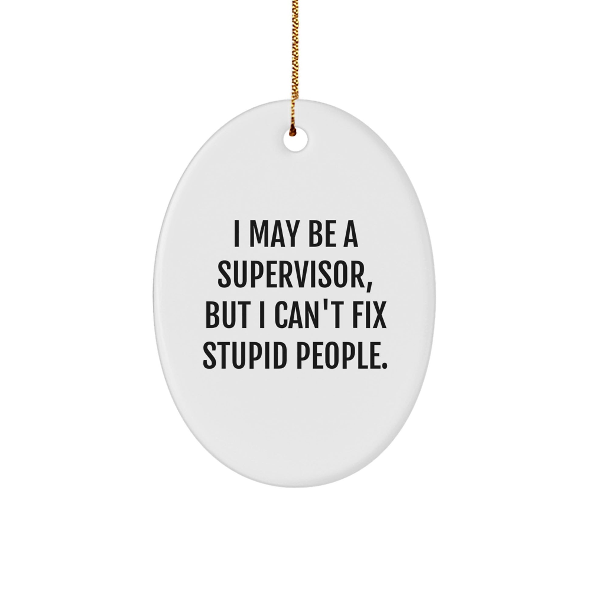 Funny Supervisor Gifts from Friends - I May Be A Supervisor, But I Can't Fix Stupid People. Oval Ornament for Supervisor - Image 1