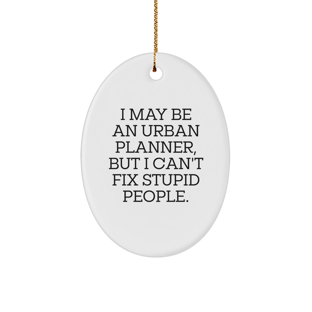 Urban Planner Gifts from Friends - Funny Oval Ornament for Christmas - 'I May Be An Urban Planner, But I Can't Fix Stupid People.' - Image 1