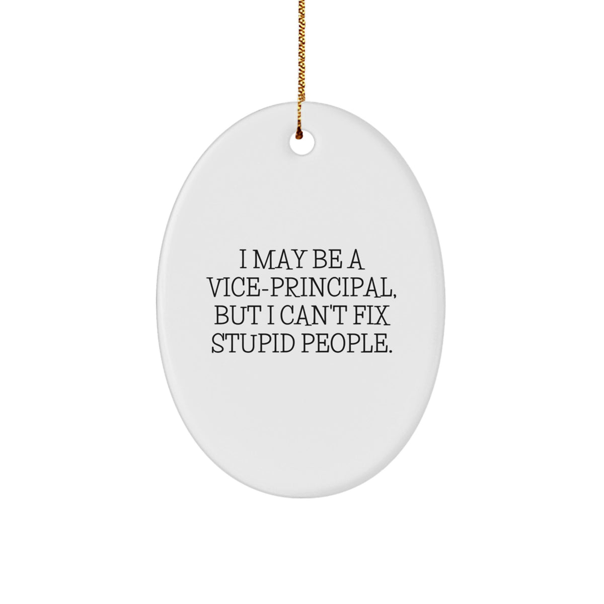 Vice-principal Gifts - Funny Oval Ornament, 'I May Be A Vice-principal, But I Can't Fix Stupid People.' Quote, Perfect for Christmas, Gifts from Friends to Vice-principal - Image 1
