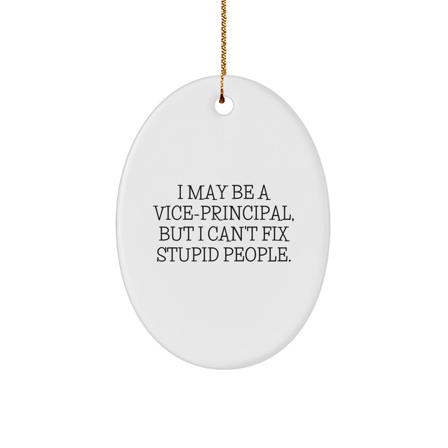 Vice-principal Gifts - Funny Oval Ornament, 'I May Be A Vice-principal, But I Can't Fix Stupid People.' Quote, Perfect for Christmas, Gifts from Friends to Vice-principal - Image 1