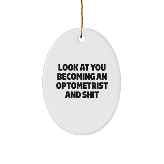 Funny Optometrist Oval Ornament Gifts for Him, Unique Optometrist Christmas Unique Gift Idea from Friends, Coworkers, Family - Image 1