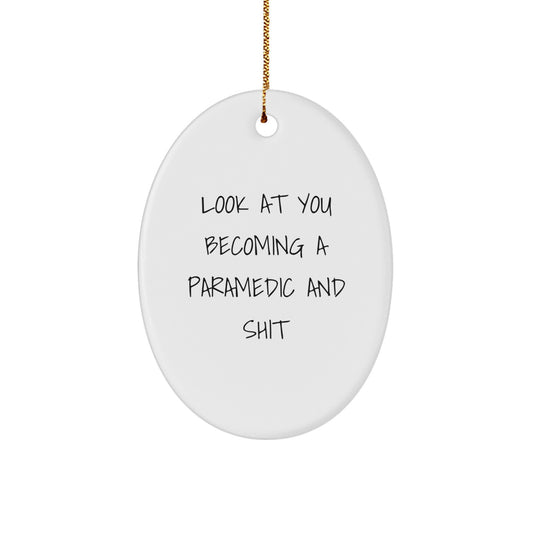 Rescue Worker Gifts from Friends, Funny Oval Ornament Quote Christmas Unique Presents for Men - Image 1
