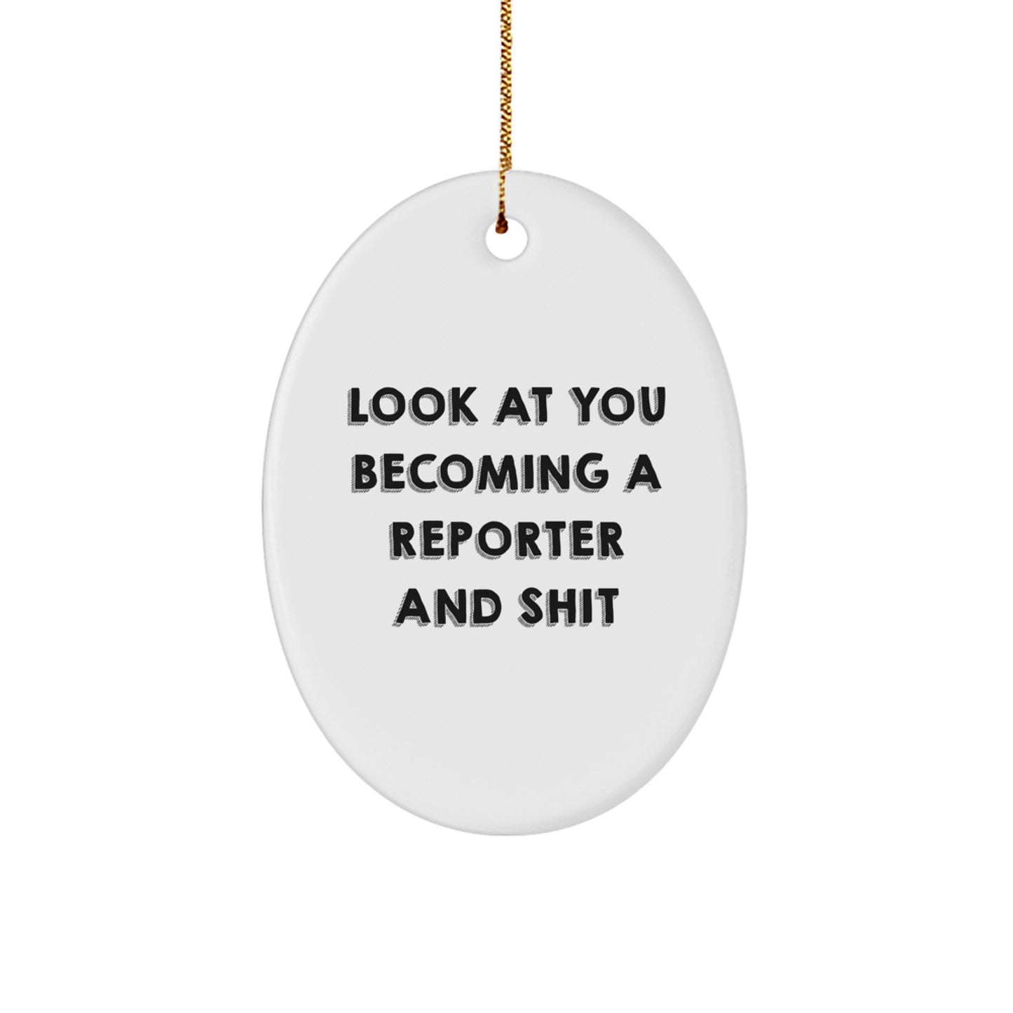 Funny Reporter Oval Ornament Gifts for Men Women Friends Coworkers Family, Gifts from Men Women Friends Family, Unique Christmas Decorations - Image 1