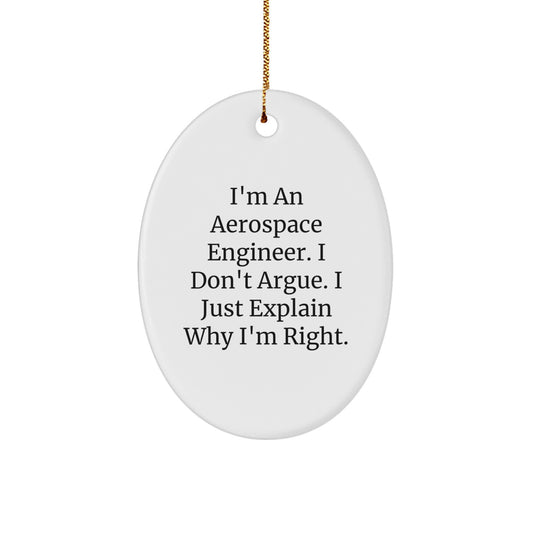 Aerospace Engineer Gifts, Funny Quote Oval Ornament for Christmas from Friends, Gifts for Aerospace Engineer, Unique Men's Gifts - Image 1