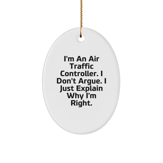 Air Traffic Controller Gifts from Friends - Funny Oval Ornament for Men, Women, or Christmas Unique Gifts - Image 1
