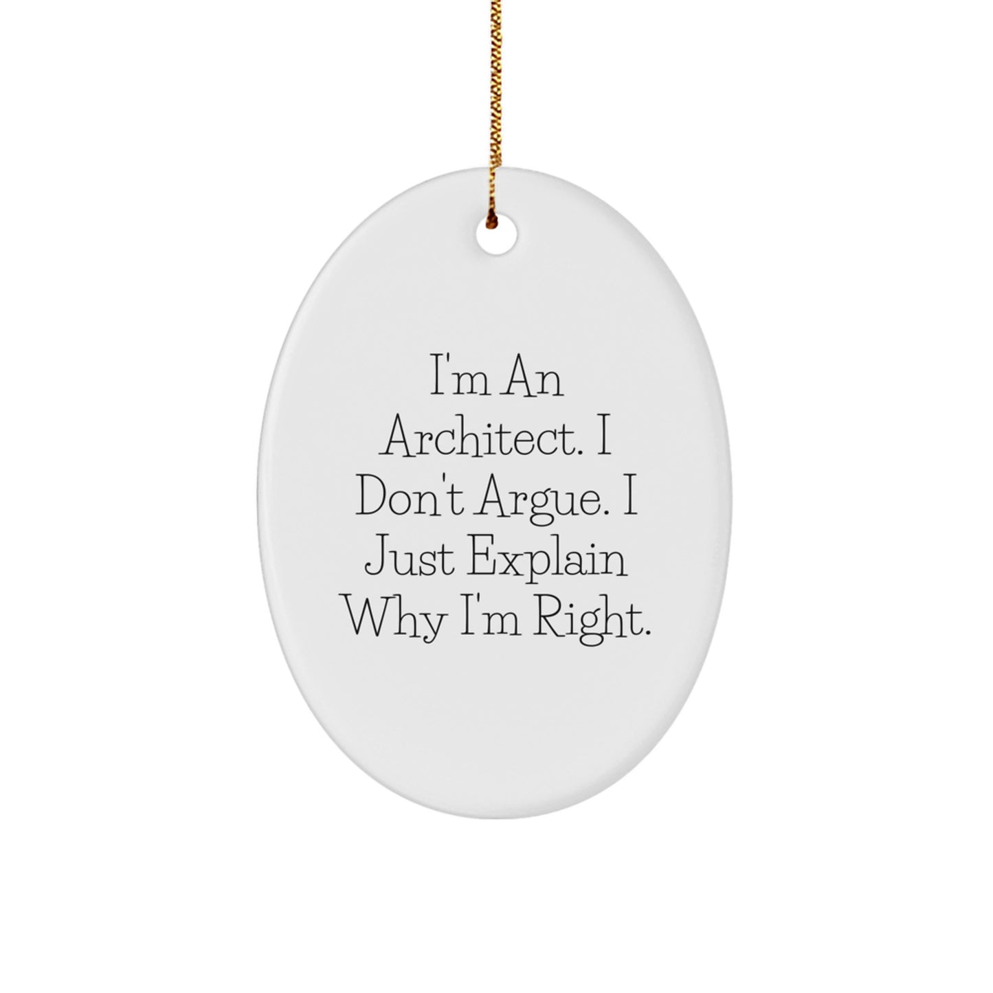 Funny Architect Gifts for Men, Oval Ornament from Friends, Perfect for Christmas Unique Presents - Image 1