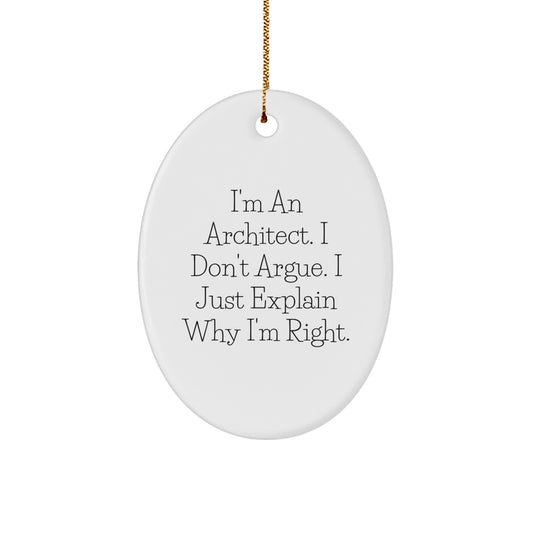 Funny Architect Gifts for Men, Oval Ornament from Friends, Perfect for Christmas Unique Presents - Image 1