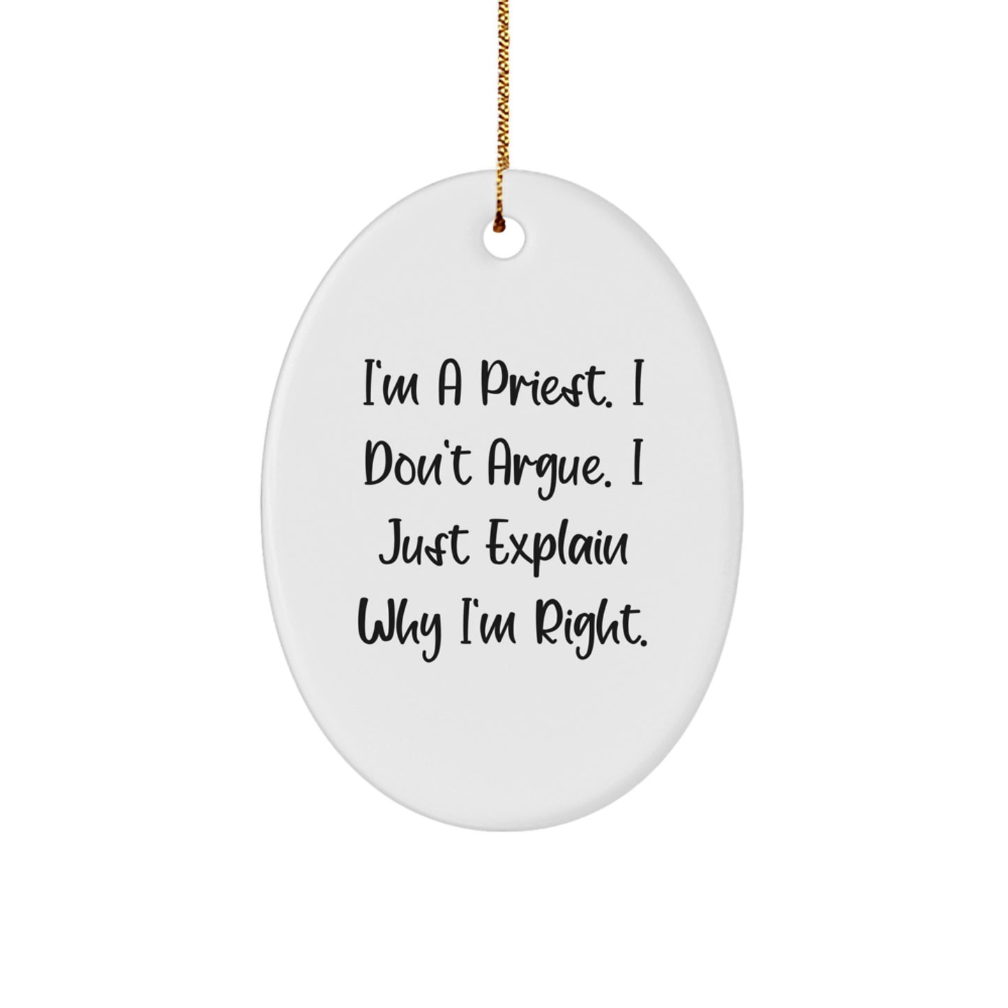 Funny Priest Oval Ornament Gifts from Family for Him, Christmas Unique Gifts - Image 1
