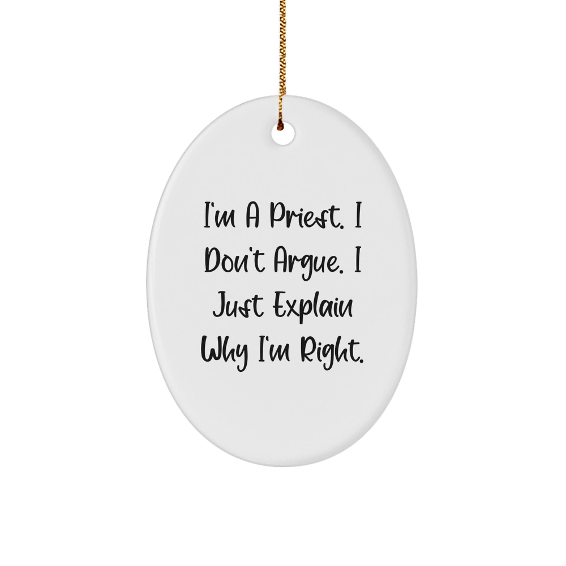 Funny Priest Oval Ornament Gifts from Family for Him, Christmas Unique Gifts - Image 1