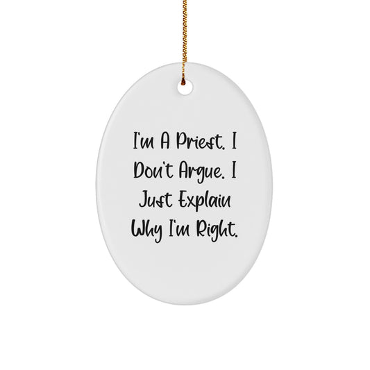 Funny Priest Oval Ornament Gifts from Family for Him, Christmas Unique Gifts - Image 1